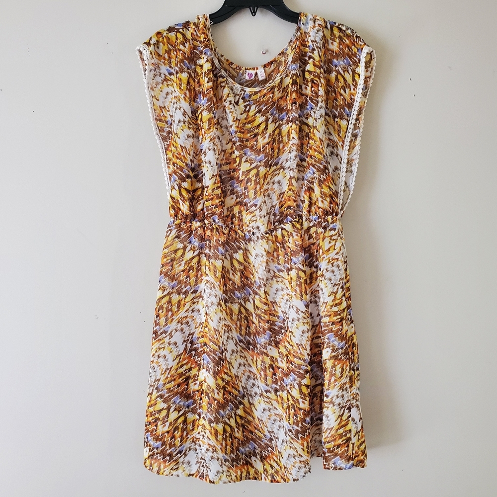 AUW Abstract Pattern Beach Dress Mini Cover Up Lined Anthropologie Size XL